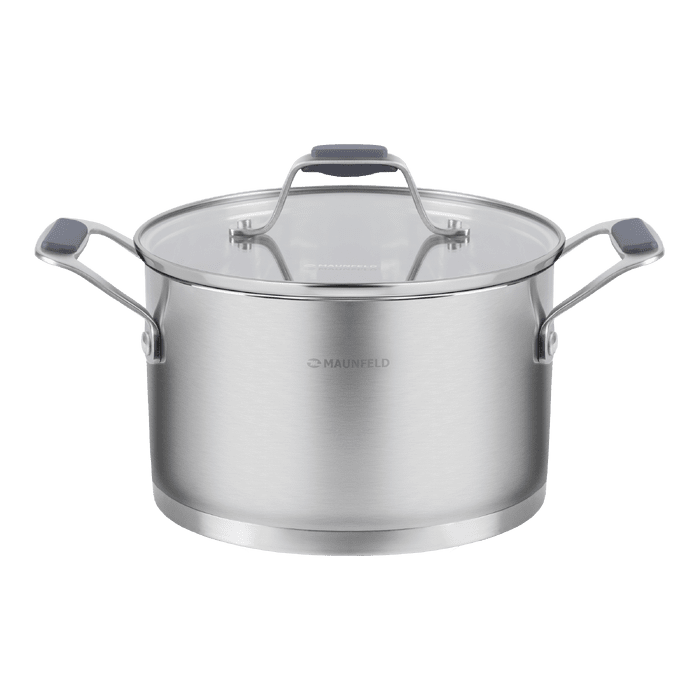 Кастрюля MAUNFELD MADISON MF40MS01CR из&nbsp;нержавеющей стали со&nbsp;стеклянной крышкой, 20&nbsp;см, 3,6