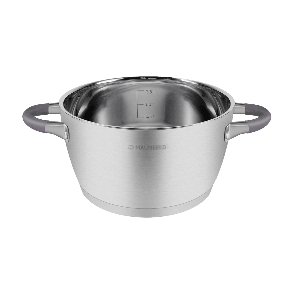 Кастрюля MAUNFELD LEONA MF20LN01CR из нержавеющей стали со стеклянной крышкой, 16 см, 1,7 л