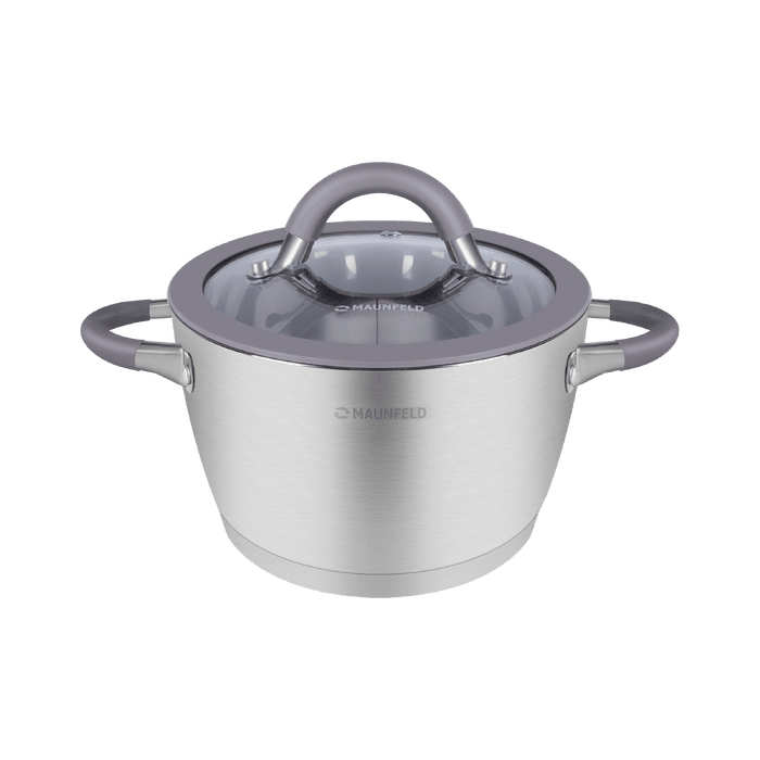 Кастрюля MAUNFELD LEONA MF20LN01CR из&nbsp;нержавеющей стали со&nbsp;стеклянной крышкой, 16&nbsp;см, 1,7&nbsp;л