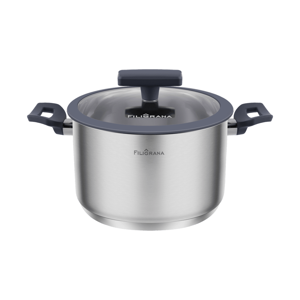 Кастрюля FILIGRANA STELLA FG20STL01CR из нержавеющей стали со стеклянной крышкой, 16 см, 1,9 л