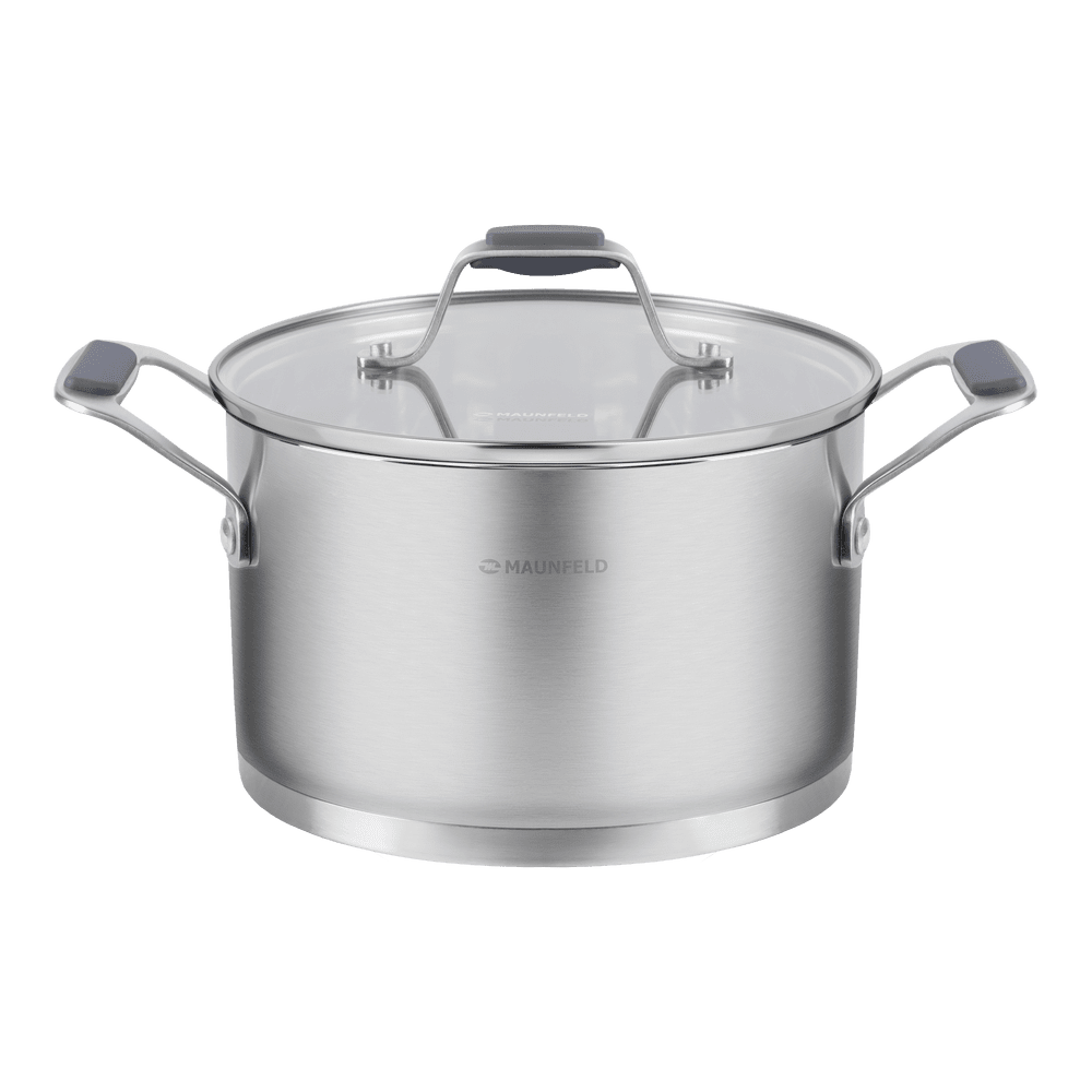 Кастрюля MAUNFELD MADISON MF40MS01CR из нержавеющей стали со стеклянной крышкой, 20 см, 3,6 Кастрюля MAUNFELD MADISON MF40MS01CR из нержавеющей стали со стеклянной крышкой, 20 см, 3,6