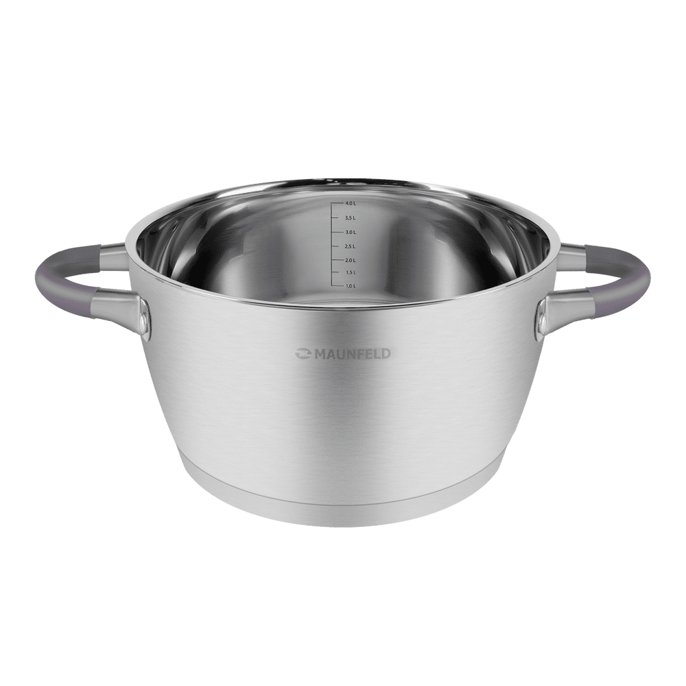 Кастрюля MAUNFELD LEONA MF50LN01CR из нержавеющей стали со стеклянной крышкой, 22 см, 4,2 л