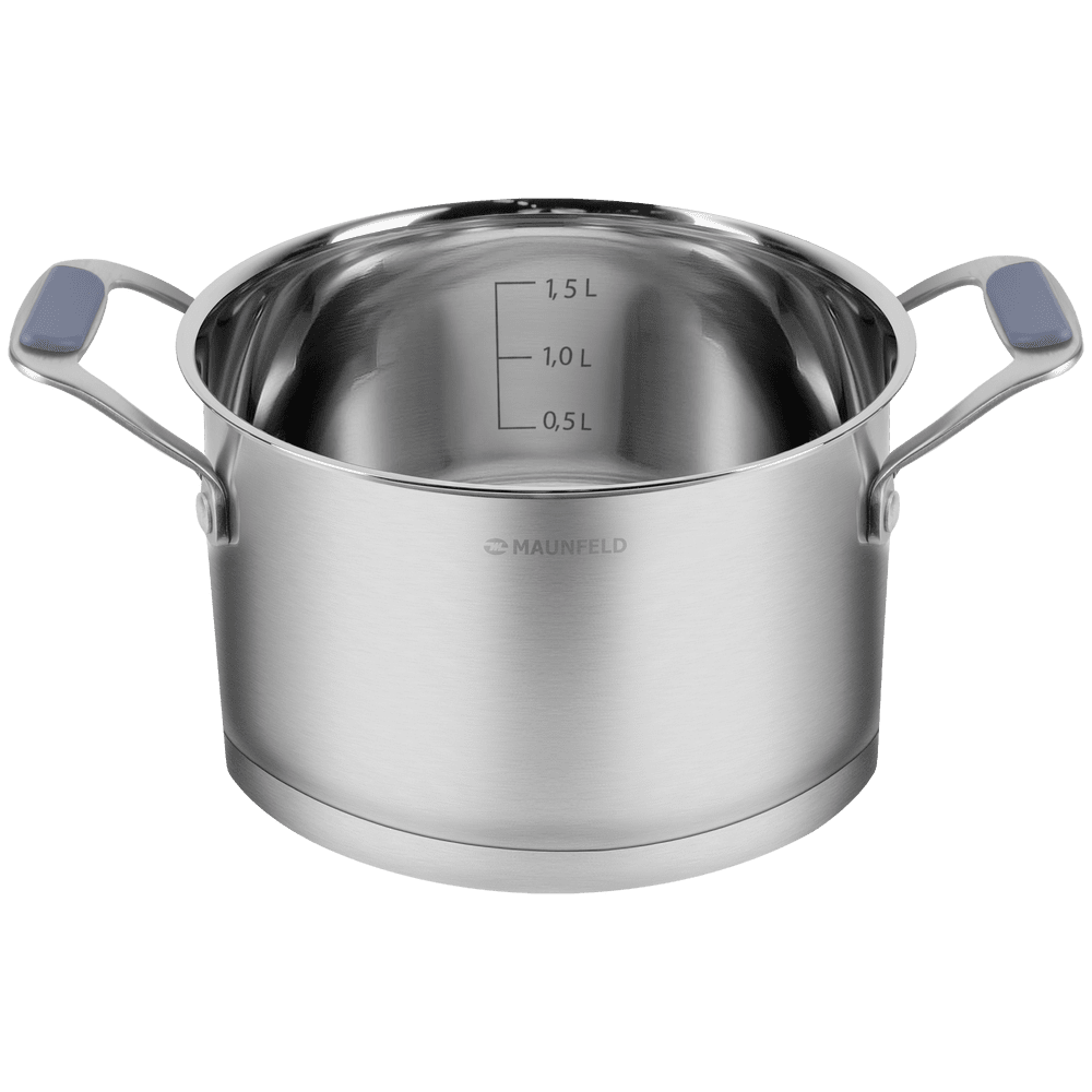 Кастрюля MAUNFELD MADISON MF20MS01CR из нержавеющей стали со стеклянной крышкой, 16 см, 1,9 л
