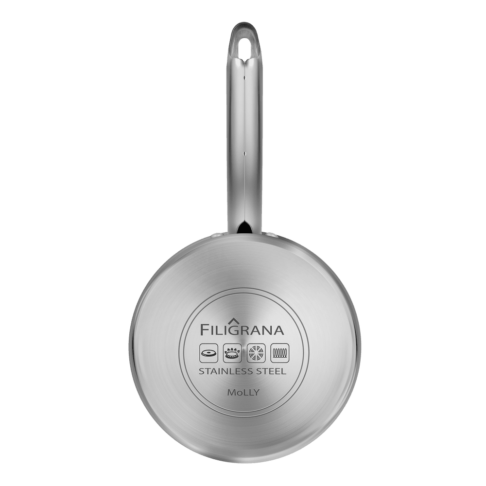 Ковш FILIGRANA MOLLY FG18MLL01SP из нержавеющей стали со стеклянной крышкой, 16 см, 1,8 л.