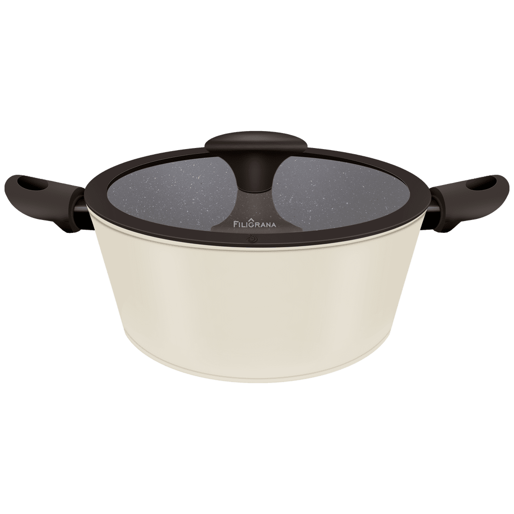 Кастрюля FILIGRANA EDDA FG24EDD01CS из кованого алюминия со стеклянной крышкой, 24 см